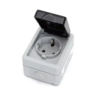 Bes Led Buitenstopcontact - Wandcontactdoos - Aigi Zonty - Opbouw - Enkel Stopcontact - Randaarde - Waterdicht IP54 - Grijs