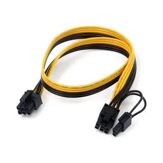 6Pin To 8Pin 6+2pin 60cm 18AWG Puur Koperen Vertinde Kabel Voor Psu Gpu Ethereum Eth Mining