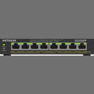 Netgear 8-Port Gigabit Ethernet PoE+ Plus Switch (GS308EP) Managed L2/L3 Gigabit Ethernet (10/100/1000) Power over Ethernet (PoE) Schwarz