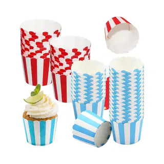 Muffin Papieren Vormpjes - Cupcake Vormen Papier - 100 Stuks - Cupcakes Van Gestreept Papier - Taartpapieren Bekers - Geschikt - Voor Feestjes -