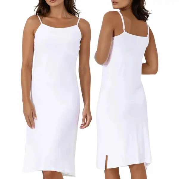 Onderjurk Dames | Bamboe Viscose | Lang (112CM) | Maat S/M | Eu 36-38 | Wit thumbnail