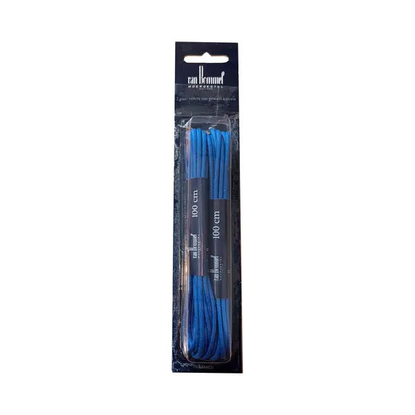 Originele Van Bommel Veters (kobalt)Blauw 100cm - Rond - 2 Paar thumbnail