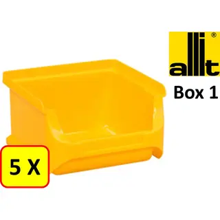 5 X Magazijnbak - Grijpbak - Stapelbak Allit - ProfiPlus Box 1 - 0, 3 L - Pp - Geel