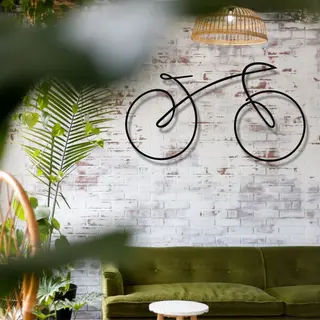 Dekadron Wanddecoratie | Fiets Lijn / Bike Line | Metal - Wall Art | Muurdecoratie | Woonkamer |Zwart| 45x25cm