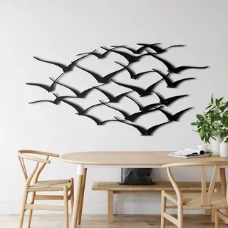 Dekadron Wanddecoratie |Cranes Metal Decor | Metal - Wall Art | Muurdecoratie | Woonkamer |Zwart| 61x31cm