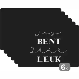 KitchenYeah Placemat - Placemats Kunststof - 45x30 Cm - Vriend - Spreuken - Quotes - Jij Bent Zo Leuk - 6 Stuks - Borden Onderleggers Antislip - Tafel Decoratie -