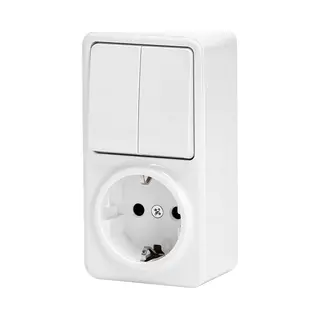 Bes Led Wandcontactdoos - Aigi Winy - Opbouw - 1-voudig Stopcontact - 2-voudig Wisselschakelaar - Randaarde - Wit