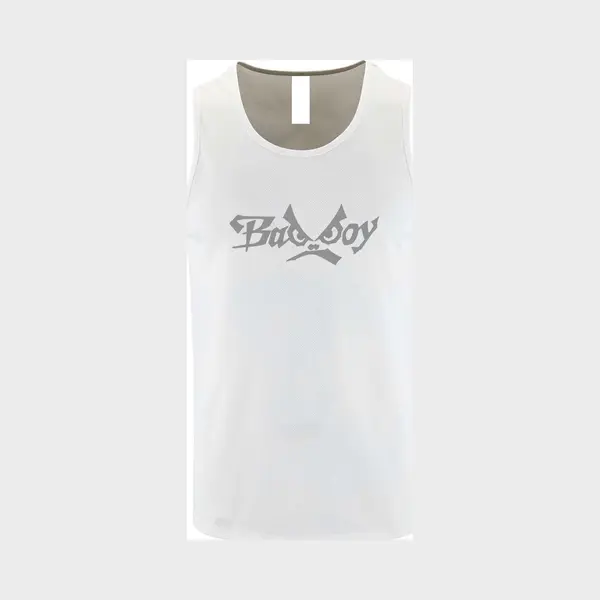 Witte Tanktop Met “ BadBoy “ Print Zilver Size L thumbnail