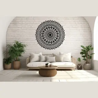 CNCCreative Mandala Muurdecoratie - Wanddecoratie - Deco - Zwart - Hout - Decoratie - Art - Muurdecoratie - Line Art - Wall Art - Wandborden - Bohemian - Kerst -