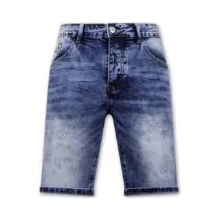 Enos Korte Spijkerbroek Heren Stretch - Denim Short - Blauw