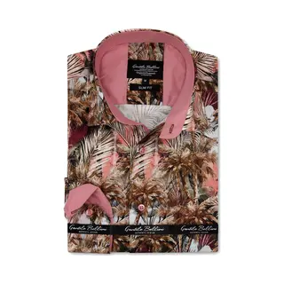 Gentile Bellini Heren Overhemd - Slim Fit - Hawai Tropical - Bruin - Maat Xxl