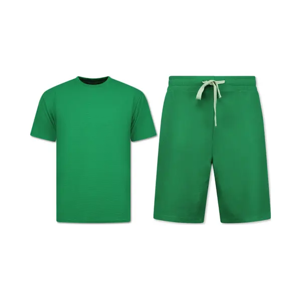Enos Zomerset Heren - Ribbed Oversized - Two Piece Setje - Twinset - Co Ord Set - 918 - Groen - Maat, S thumbnail