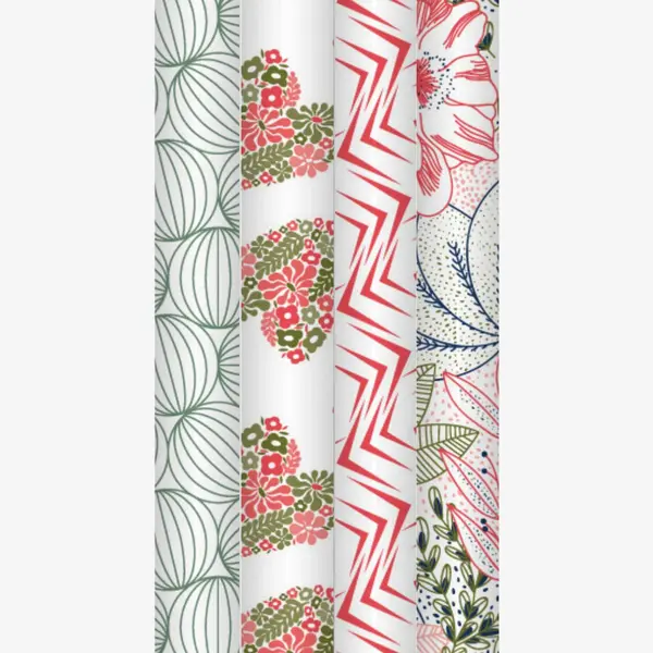 Cadeaupapier - NaturePulse - (4 Stuks) – 200×70 Cm – Botanisch, Romantisch & Grafisch Design - Inpakpapier - Bloemenprint - Modern - thumbnail