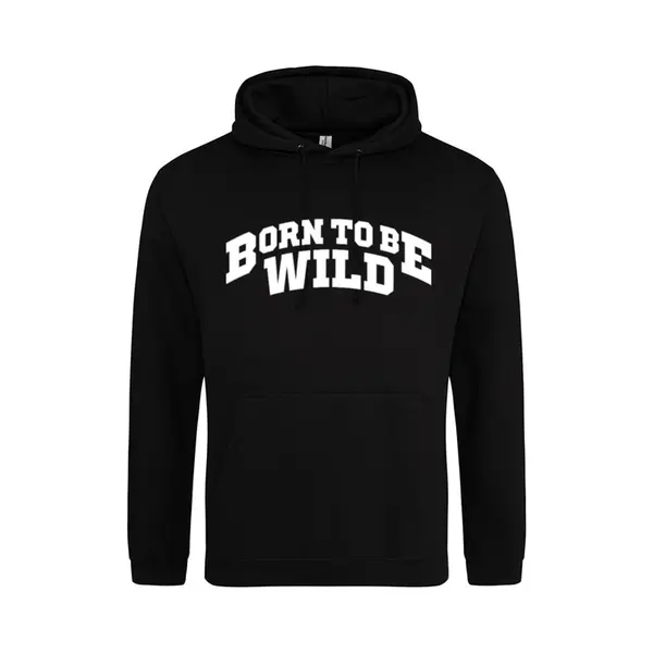 B&C Born To Be Wild Hoodie | Sweater | Capuchon | Trui | Hooded | Print | Zwart | Maat Xl thumbnail