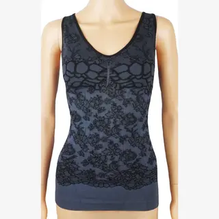 Dames Top Met Geboorduurde Print J&C Zwart - Maat S / M