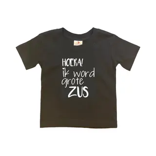 Shirt Aankondiging Zwangerschap Ik Word Grote Zus | Korte Mouw | Zwart/wit | Maat 110/116 Zwangerschap Aankondiging Bekendmaking Baby Big Sis Sister
