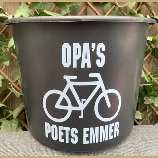 Emmer - 12 Liter- Met Tekst, Opa's Fiets Poets Emmer - Mountainbike - Wielrennen - E Bike - Ebike - E-Bike - Opa - Kleur Wit - Sport - CadeauKado -