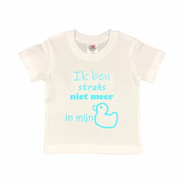 Shirt Aankondiging Zwangerschap "Ik Ben Straks Niet Meer In Mijn Eendje | Korte Mouw | Wit/aquablauw | Maat 86/92 Zwangerschap Aankondiging thumbnail