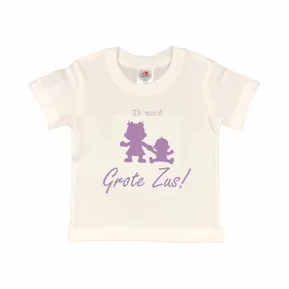 Shirt Aankondiging Zwangerschap Ik Word Grote Zus! 2.0 | Korte Mouw | Wit/lila | Maat 122/128 Zwangerschap Aankondiging Bekendmaking Baby Big Sis