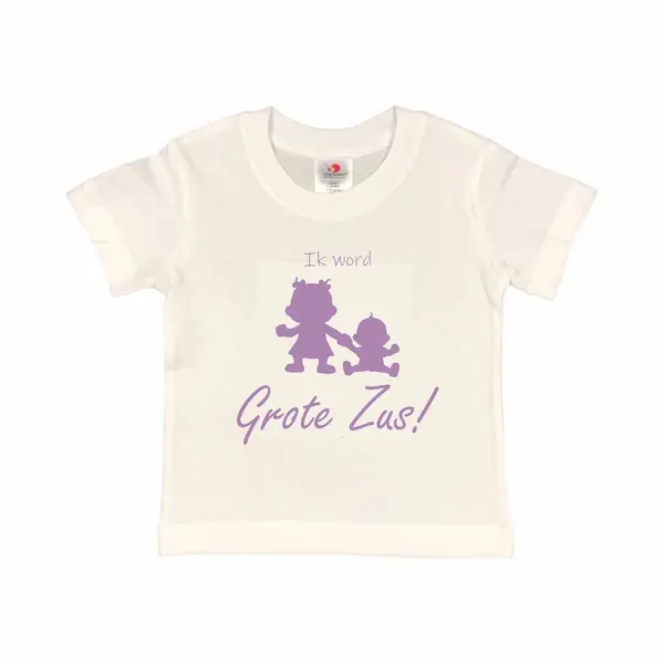 Shirt Aankondiging Zwangerschap Ik Word Grote Zus! 2.0 | Korte Mouw | Wit/lila | Maat 122/128 Zwangerschap Aankondiging Bekendmaking Baby Big Sis thumbnail