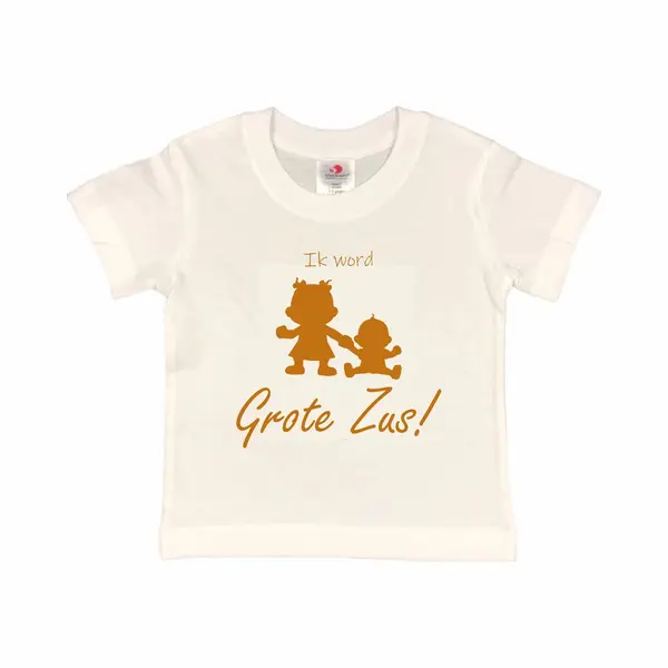 Shirt Aankondiging Zwangerschap Ik Word Grote Zus! 2.0 | Korte Mouw | Wit/tan | Maat 122/128 Zwangerschap Aankondiging Bekendmaking Baby Big Sis thumbnail