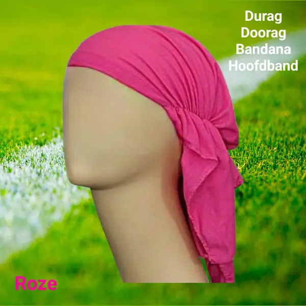 Sport® - Zachte Soepele Stoffen Durag, Hoofdband, Hoofddoek Met Elastiek – Roze - 3 Stuks - (jong) Volwassenen / Jeugd - Unisex - Hoofdmaat 53-56 thumbnail
