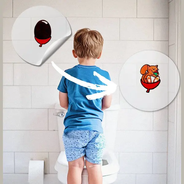 Allemaalstickersenzo Verkleurende Plasstickers Eekhoorntje – 5 Stuks – Toiletstickers Voor Kind thumbnail