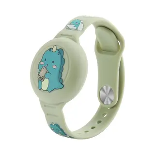 Premium Siliconen Armband Met Dino Geschikt Voor Apple AirTag Voor Kinderen Groen | AirTag-sleutelhanger Hoesje Kind | Polsband Gps Horloge Kind |