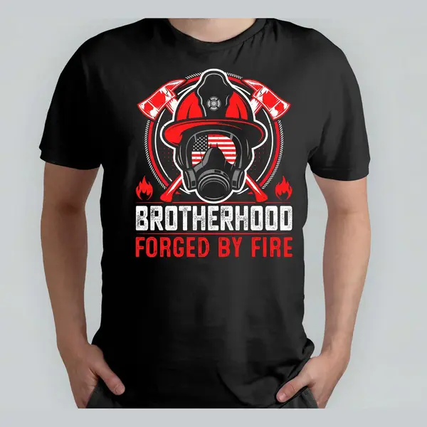 Roly Brotherhood Forged By Fire - T Shirt - Firefighters - FireHeroes - BraveBrigade - RescueTeam - Brandweer - BrandHelden - MoedigeBrigade - Reddingsteam thumbnail