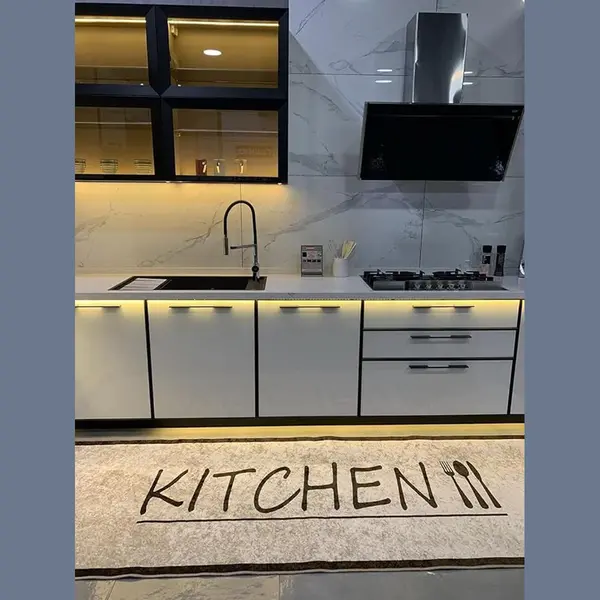 Keukenloper Kitchen - Keukentapijt - 80x200 Cm - Wasbaar -Vloerkleden - Keuken Tapijt - Keukenmat - Loper Tapijt - Loper Vloerkleed Beige Bruin thumbnail