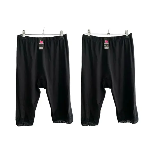 Dames 2-pack Boxershort - Onderbroek Hoge Taille Lange Pijpjes Met Kant Xl Zwart thumbnail