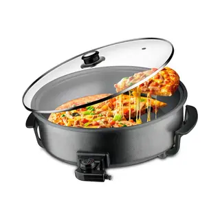 Babij Cooking PPZ42 Pizzapan - Grillpan - Multifunctionele Elektrische - Hapjespan - Kippiepan - Snackpan - 42 Cm XXl - Anti-aanbaklaag
