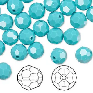 Swarovski Elements, 18 Stuks Swarovski Ronde Kralen, 8mm, Turquoise, (5000)