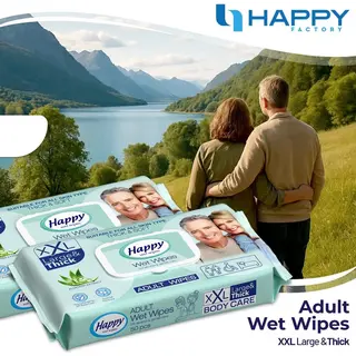 Happy Adult Wet Wipes Verzorgingsdoekjes Volwassenen & Ouderen – 3×50 Body Wipes – Zonder Spoelen – Alcoholvrij – Met Vitamine E