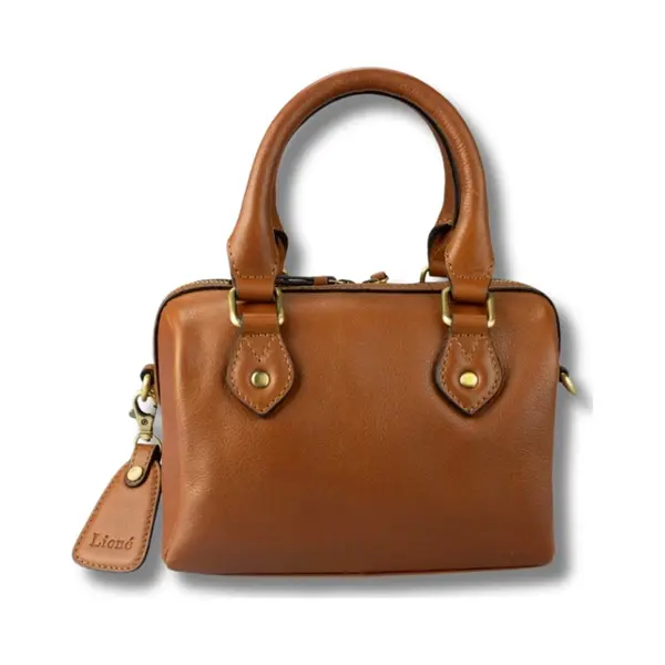 Leren Schoudertas Dames – Cognac – Claire – Echt Rundleer – Compact & Stijlvol – Just Lioné thumbnail
