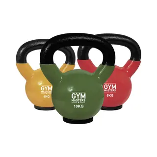 Gym Masters Kettlebell Set 4-6-10 Kg – Premium Vinyl Kettlebells – Rubberen Bodem – Optimale Vloerbescherming & Veilig Trainen –