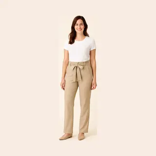Ann Gissy 1201 Travelstof Broek Met Lintceintuur Crème - Kreukherstellend