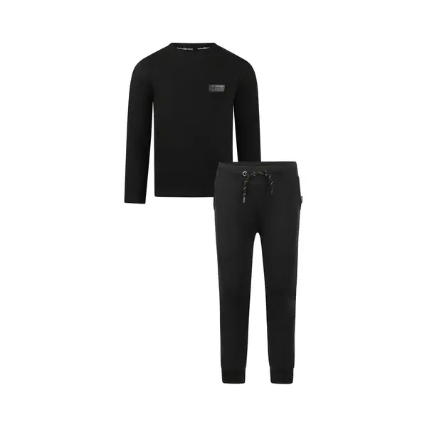 Koko Noko - Basic Collection - Biologisch Katoen - Kledingset - Joggingbroek Zwart - Shirt Zwart - Maat 128 thumbnail