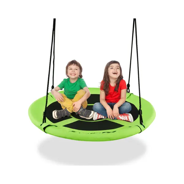 Costway 100cm Children Flying Saucer Tree Swing With Adjustable Rope-Green thumbnail