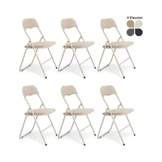 Trendy Meije Nova Klapstoelen – Set Van 6 – Velvet Fluweel – Beige – Inklapbaar - Zithoogte 45 Cm