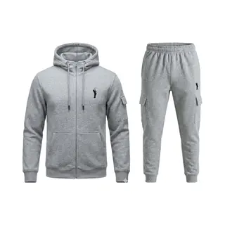 Hitman - Trainingspak Heren - Joggingpak Heren - Sportkleding Heren - Cadeau Voor Man - Cargo Stijl - 7 Zakken - Katoen - Licht Grijs - Maat M