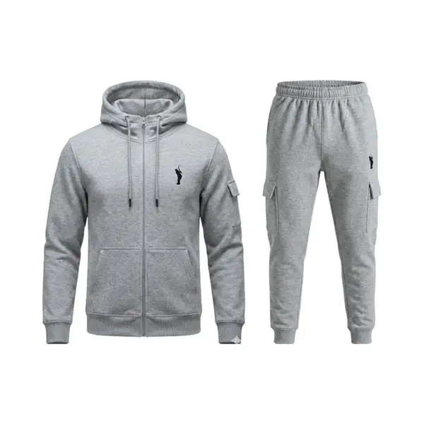 Hitman - Trainingspak Heren - Joggingpak Heren - Sportkleding Heren - Cadeau Voor Man - Cargo Stijl - 7 Zakken - Katoen - Licht Grijs - Maat M thumbnail