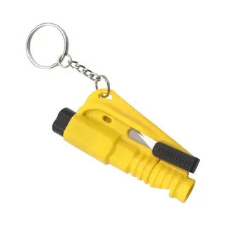 Noodhamer Sleutelhanger | Veiligheidshamer | 3 In 1 | Geel | Auto Hamer | Gordelsnijder | Autoruit Breker | Noodfluit |