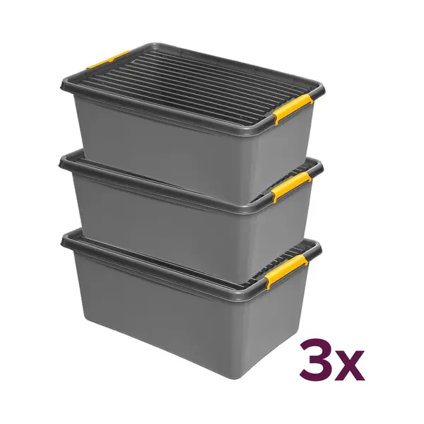 Orplast Opbergbox Heavy Duty 60 Liter (voordeelbundel) - Solidstore - Grijs - Stapelbaar | Nestbaar | Met Deksel | Heavy Duty | Rolbaar - Opbergbox thumbnail