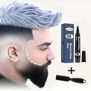 East Moon Baard Pen Waterproof – Zwart – Filler Kit Voor Baardgroei & Opvulling – Baard Filler Met 48u Langdurig Effect – Natural Beard Look – 4-Punts