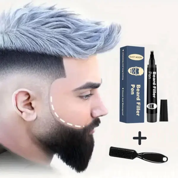 East Moon Baard Pen Waterproof – Zwart – Filler Kit Voor Baardgroei & Opvulling – Baard Filler Met 48u Langdurig Effect – Natural Beard Look – 4-Punts thumbnail