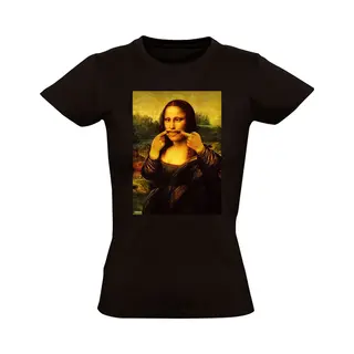 Sol's Mona Lisa Gek Dames T-shirt - Gekke Bek - Gezicht - Kunst - Schilderij - Shirt