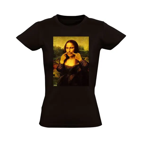 Sol's Mona Lisa Gek Dames T-shirt - Gekke Bek - Gezicht - Kunst - Schilderij - Shirt thumbnail