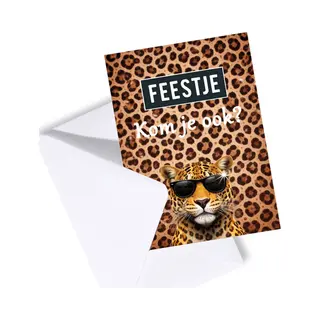 Cadebo Uitnodiging Kinderfeestje - Uitnodiging Feestje Meisje - Uitnodigingskaarten Set 8 Stuks Met Enveloppen - Panter - Gratis Verzonden