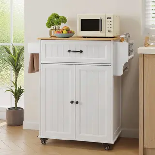 Bealife AK61 Keukenkar - Keukenkast Met Werkblad En Wielen - 64 X 45 X 90 Cm - Wit